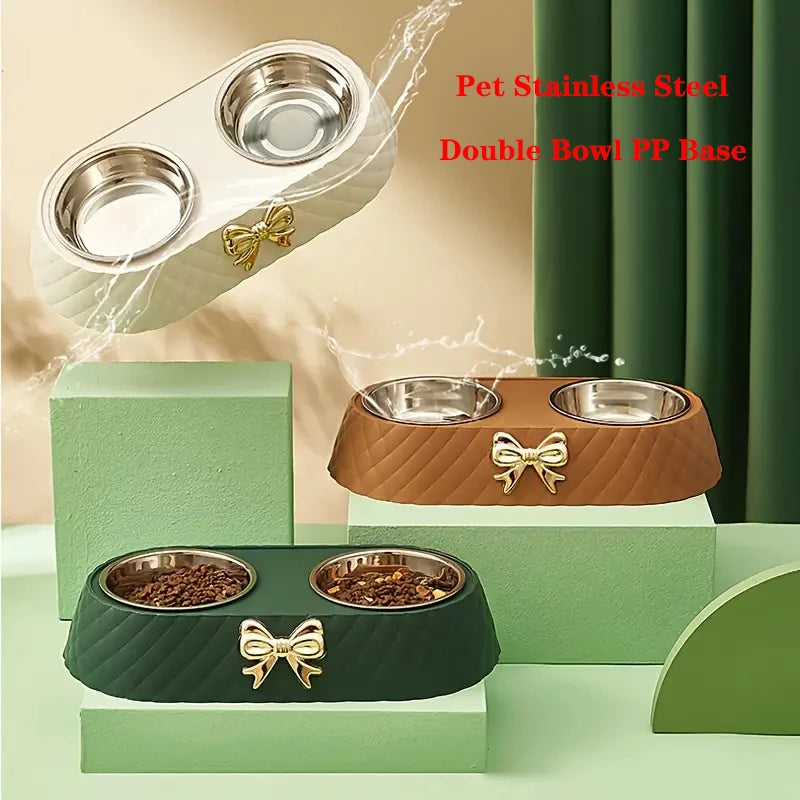 Pet Bow-tie Food Bowl Stainless Steel