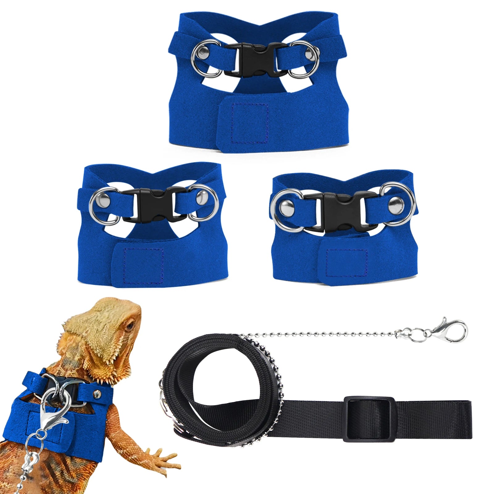 6.5FT Leash with 3 Adjustable Soft Harnesses for small pets