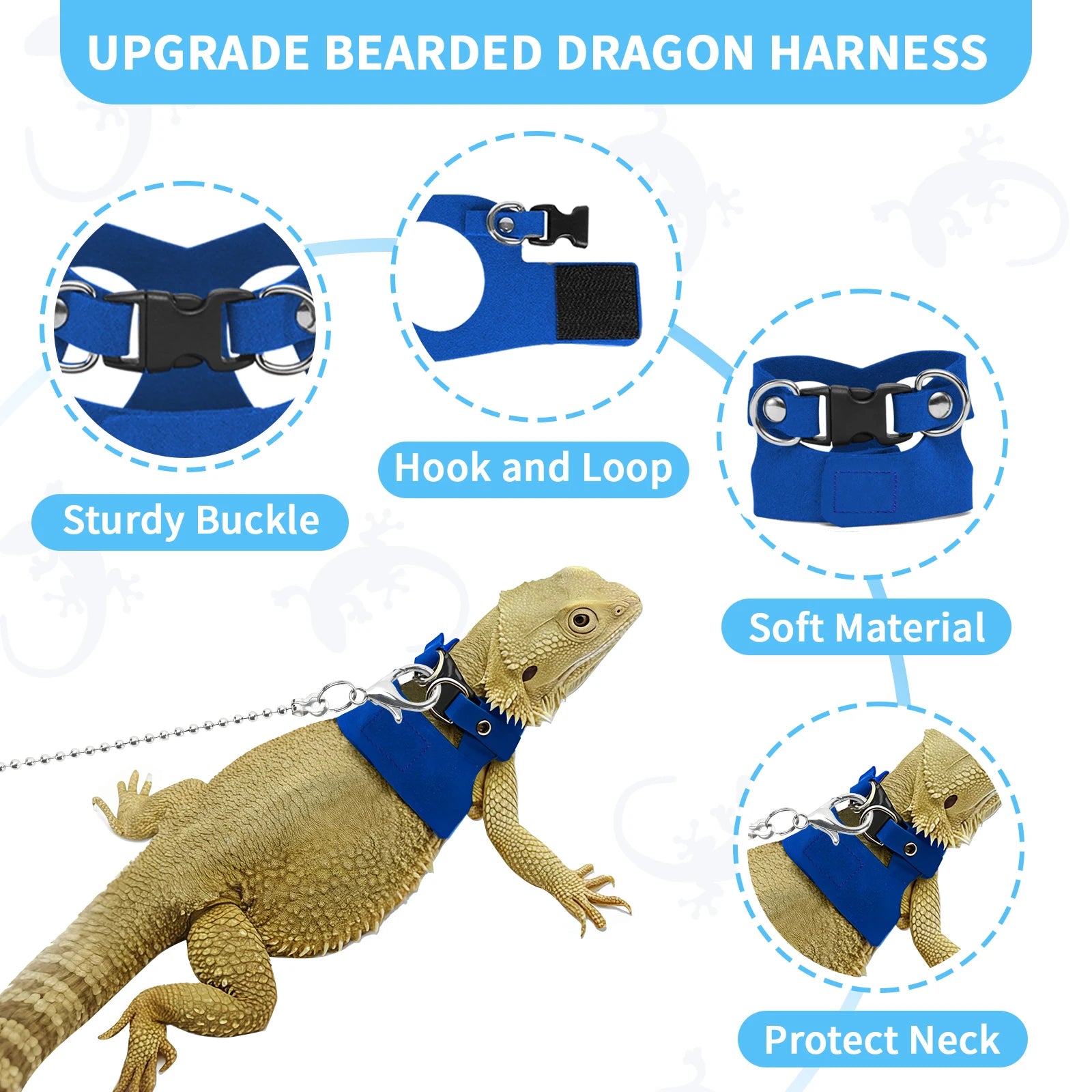 6.5FT Leash with 3 Adjustable Soft Harnesses for small pets